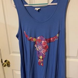 EUC 2x LuLaRoe blue cow skull Perfect tank